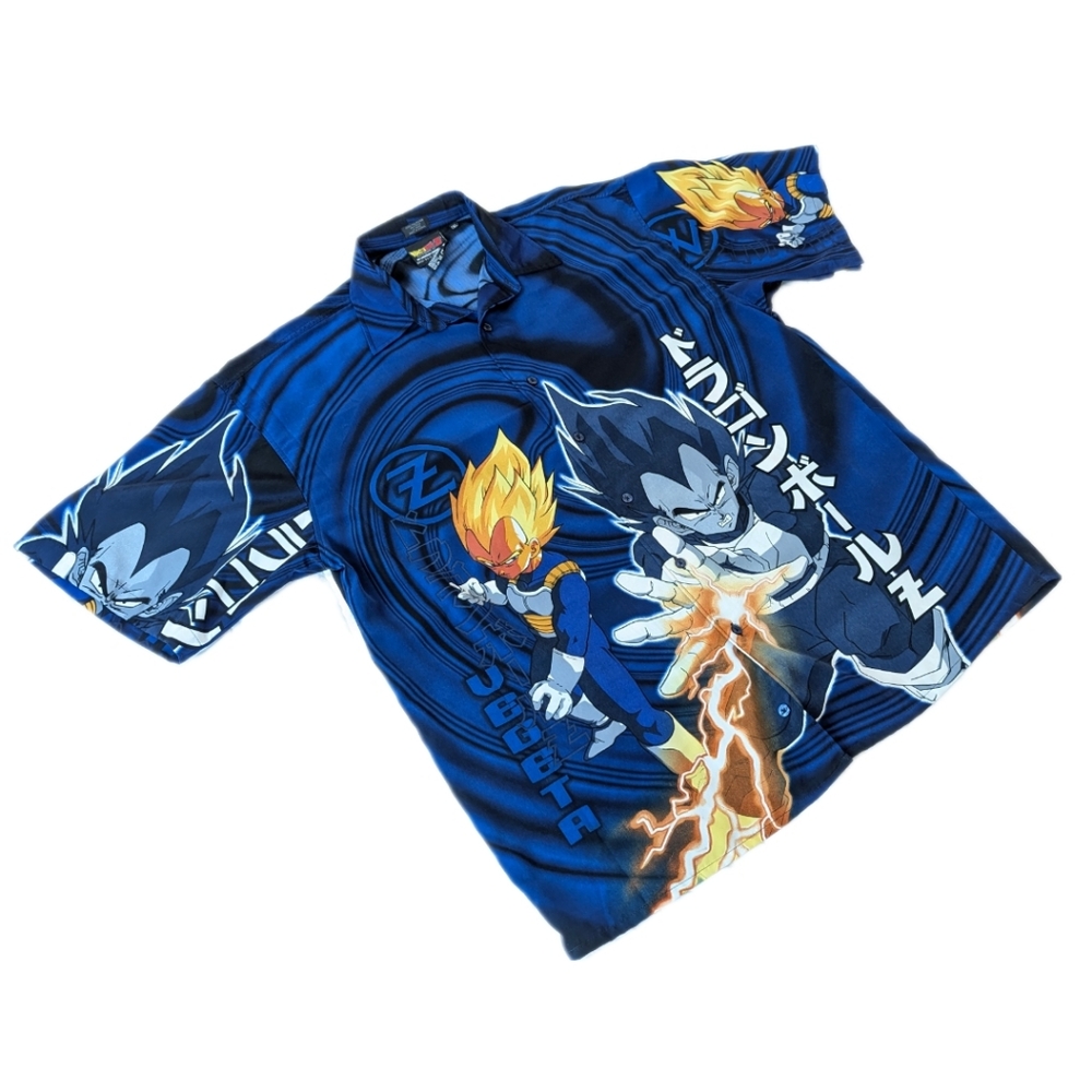 RARE Vintage Dragon Ball Z Button Down Short Sleeve Men's Shirt 2XL